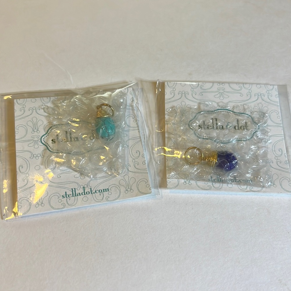 Stella & Dot Turquoise & Lapis charms NEW in packages